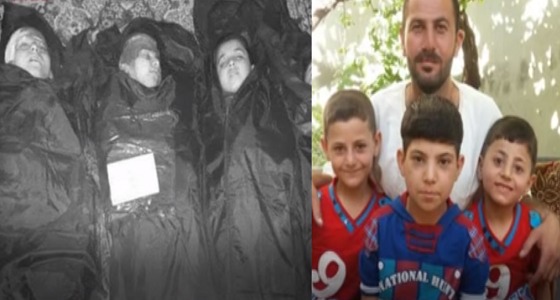 بالفيديو.. القصف بسوريا يفقد أب أبنائه الثلاثة: ” كنت تركلي واحد منهم “