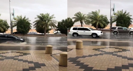 بالفيديو.. هطول أمطار على حي الفيحاء بالرياض
