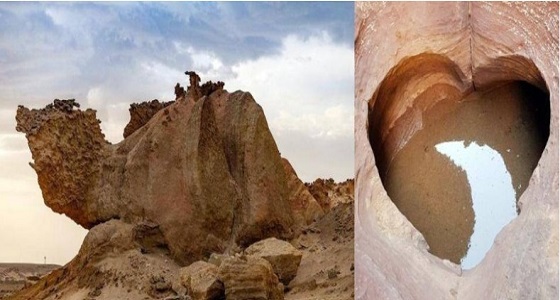 أيقونات بديعة.. ” قلب الأمطار ” منحوت على جبال تبوك