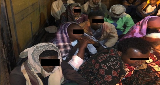 تفاصيل محاولة تهريب 19 مجهولا إثيوبيا داخل شاحنة مغلقة