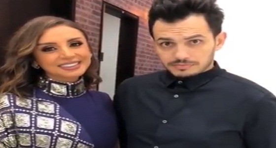 بالفيديو.. تغازل وقبلات بين أنغام وزوجها