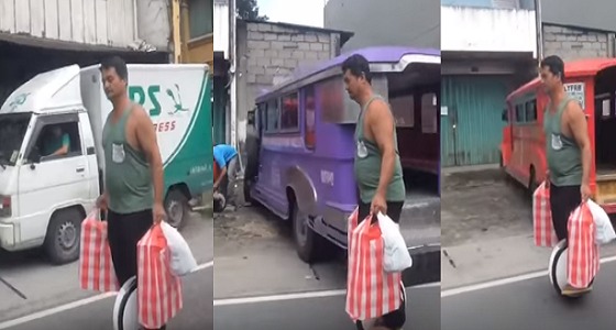 بالفيديو.. موظف يبتكر طريقة طريفة لتوصيل الطلبات للزبائن