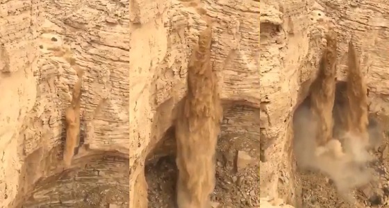 بالفيديو.. الطبيعة ترسم لوحة فنية بديعة بأحد شلالات الرياض