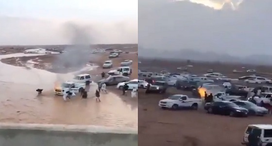 بالفيديو.. أسرع عملية إطفاء في حائل بمياه الأمطار