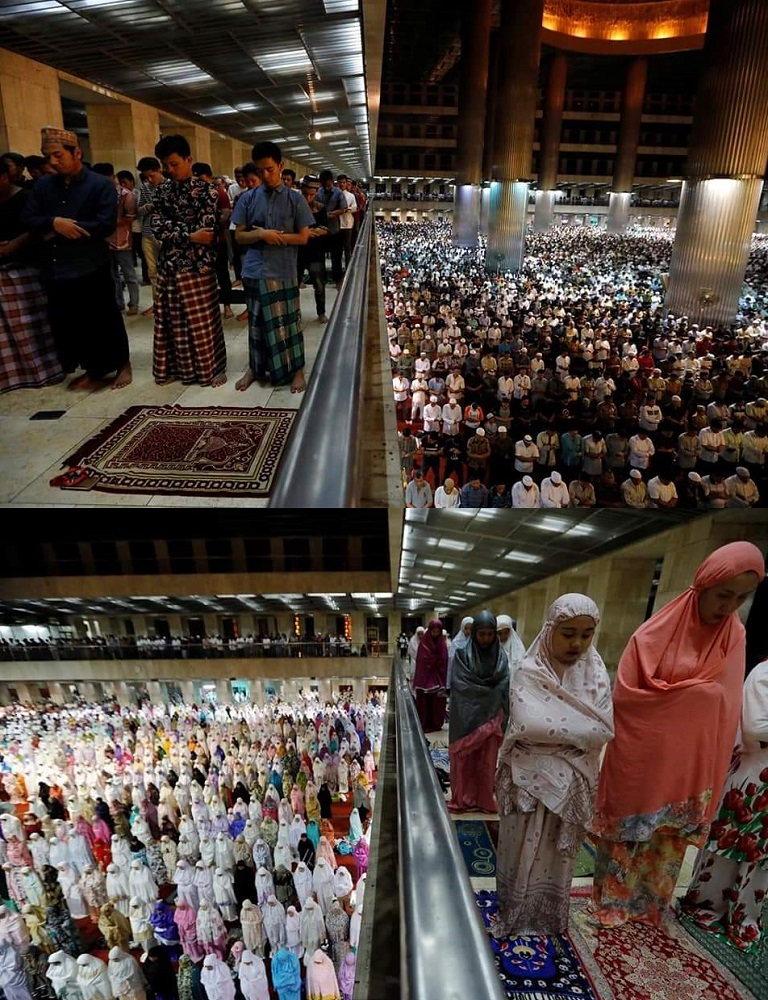 آلاف المصلين بالمساجد الإندونيسية في صلاة التراويح