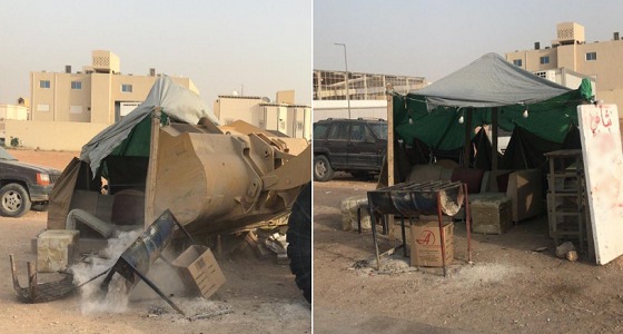 بالصور.. إزالة بسطات مخالفة لباعة شاي جمر بالرياض