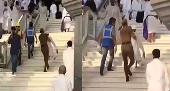 بالفيديو.. رجل أمن بالمسجد الحرام يحمل مسِّن لم يقدر على صعود الدرج