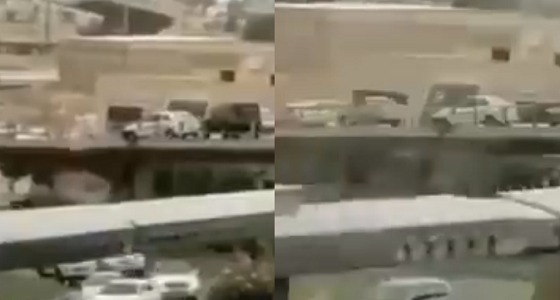 بالفيديو.. قائد سيارة ينجو من سقوط محقق من أعلى كوبري بالرياض