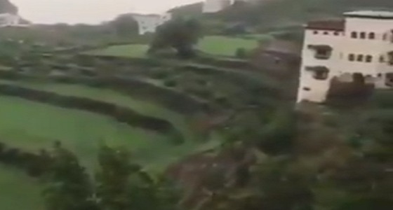 بالفيديو.. جبال فيفاء تتوشح باللون الأخضر بعد هطول الأمطار
