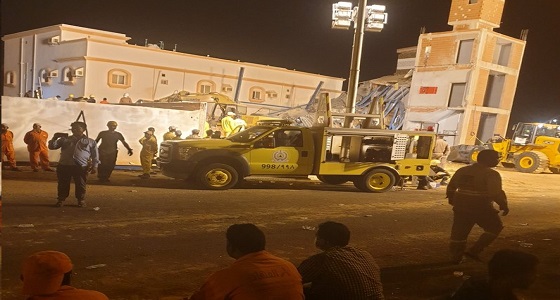 استمرار البحث عن مفقودين تحت أنقاض المبنى المنهار بينبع