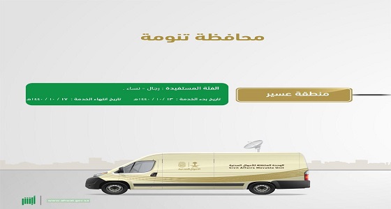 الوحدة المتنقلة تقدم خدماتها بمحافظة تنومة