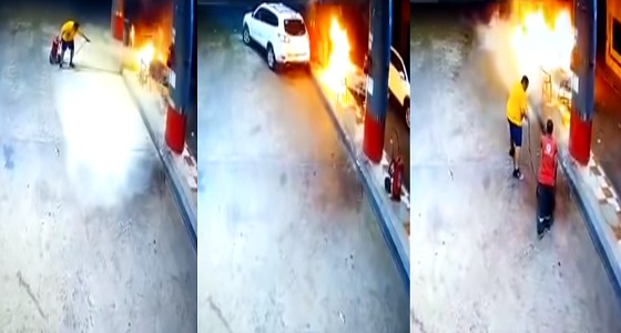 بالفيديو.. لحظة اصطدام سيارة مسرعة بمضخة وقود في ينبع 