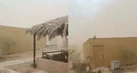 بالفيديو.. رياح هابطة وسحب رش شمال الرياض