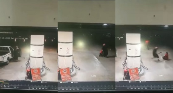 شاهد هجوم ملثمين على محطة وقود بالأسلحة البيضاء في الرياض