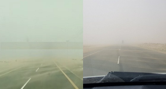 غبار كثيف يٌحد من الرؤية بطريق الساحل في مكة