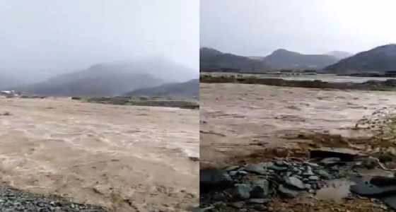 بالفيديو.. جريان السيول في الباحة بعد هطول الأمطار الغزيرة