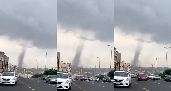 بالفيديو.. إعصار قمعي مهيب يتشكل بين جبال أبها