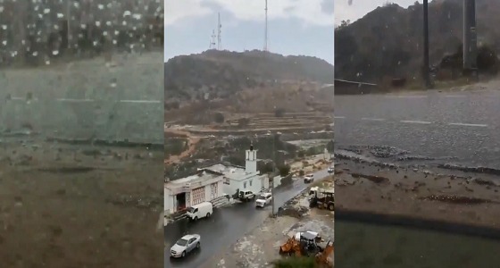 فيديو رائع لهطول الأمطار على غرب أبها