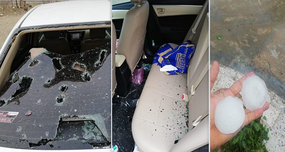 ” برد عملاقة ” تتسبب في تهشيم زجاج السيارات وقتل عددًا من المواشي بمحايل