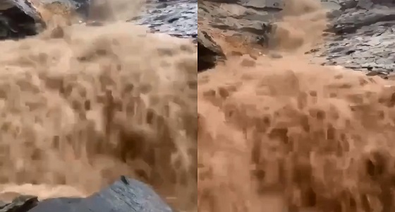 بالفيديو.. شلالات الأمطار في ميسان جنوب الطائف