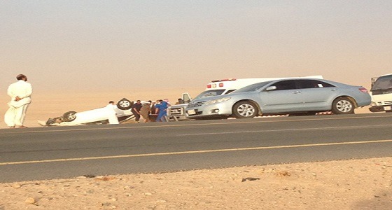 إصابات إثر حادث انقلاب مركبة في محافظة الليث