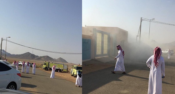 بالصور.. اندلاع حريق في مدرسة شمال عفيف