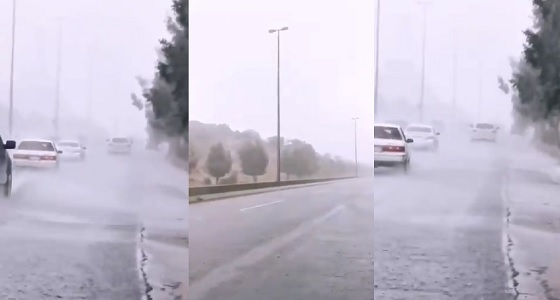 بالفيديو.. لحظة تساقط أمطار غزيرة على شفا الطائف