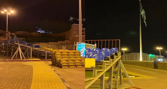 شاهد.. شوارع أبها تستعد لاحتفالات ضخمة في اليوم الوطني الـ89