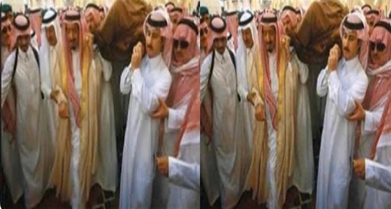 حقيقة صورة « خادم الحرمين الشريفين يحمل جثمان اللواء عبدالعزيز الفغم »