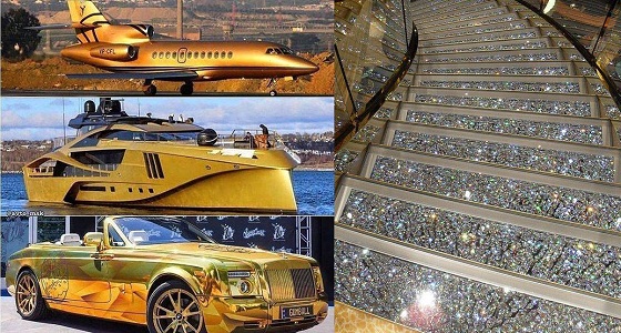 طائرة وسيارة من الذهب وأطنان من السبائك والماس.. ثروة هائلة لناصر الخرافي (صور)