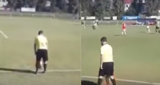 بالفيديو.. حكم راية مخمور يحاول الجري مع الكرة