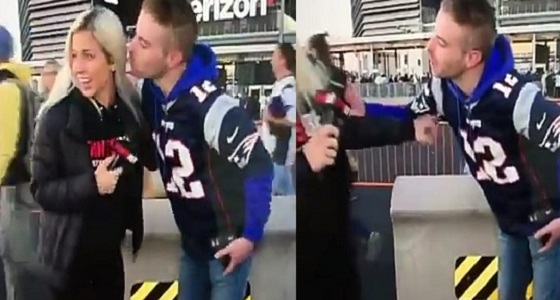 فيديو صادم لمشجع يحاول تقبيل إعلامية على الهواء مباشرة