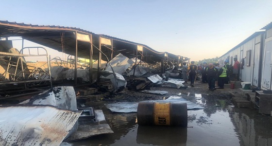 الدفاع المدني يسيطر على حريق بركسات في مشروع تحت الإنشاء بينبع