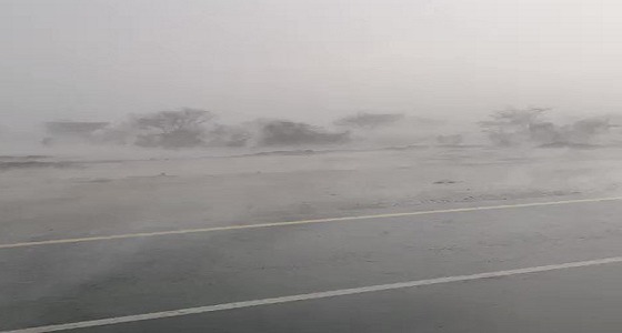 بالفيديو.. غزارة الأمطار والغيوم تعيق الرؤية شرق جدة