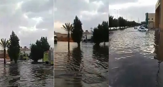 بالفيديو.. الأمطار الغزيرة تتسب في غرق أحياء بالرياض