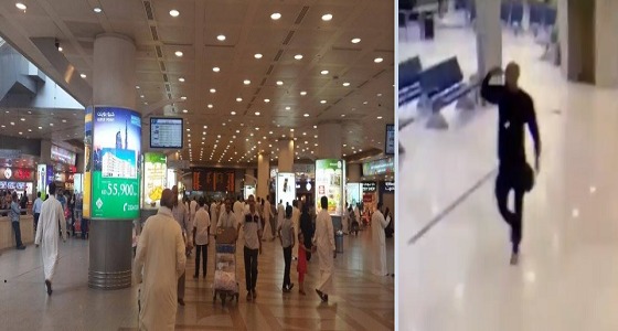 بالفيديو..رجل يقتحم مطار الكويت ويهدد بالانتحار
