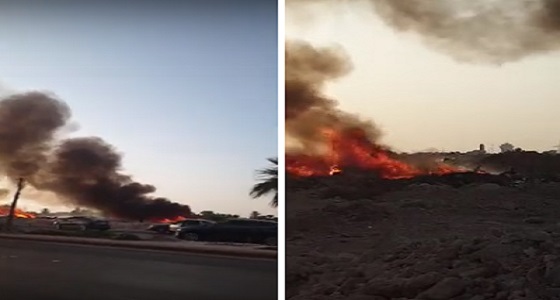 بالفيديو.. اندلاع حريق في مخلفات بأرض فضاء في حي قرطبة
