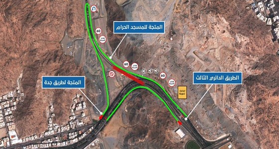 توجيه الحركة المرورية مؤقتاً لاستكمال الطريق الدائري الثالث بمكة المكرمة