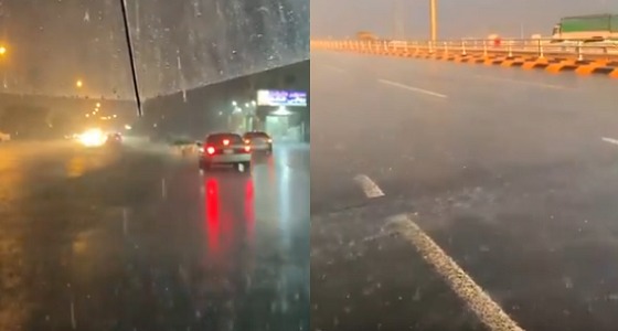 بالفيديو.. أمطار الخير تهطل على العاصمة المقدسة