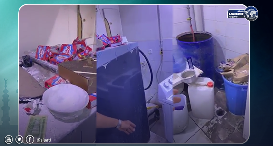 بالفيديو.. ضبط مواد كيميائية ممنوعة وخطيرة داخل مغسلة ملابس