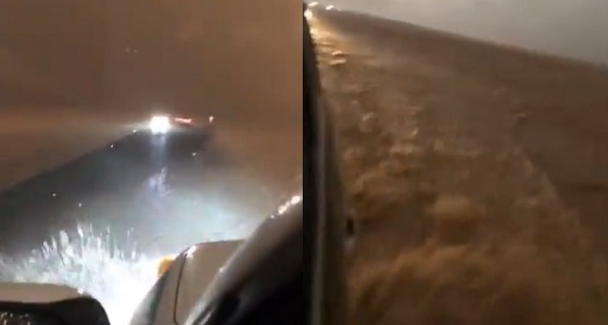 صحراء الكويت تتحول إلى بحر بفعل الأمطار الغزيرة (فيديو)