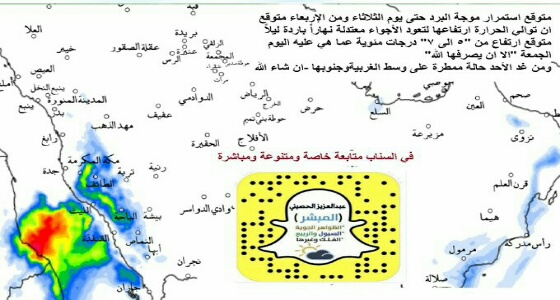 «الحصيني» : موجة البرد ستستمر حتى يوم الثلاثاء