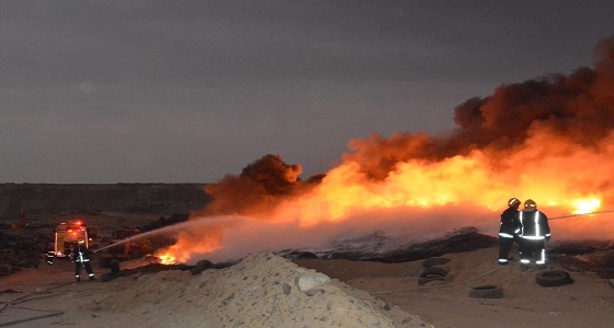 الدفاع المدني يباشر حريقاً اندلع في مردم للإطارات شرق جدة