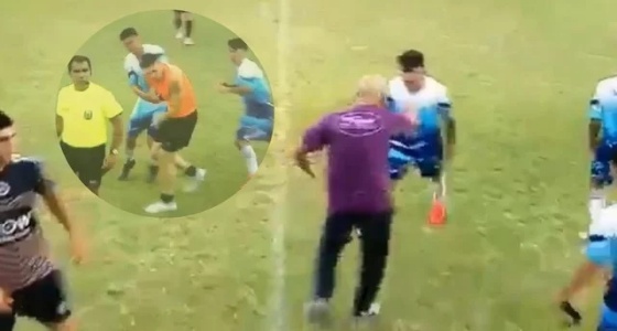 بالفيديو.. مباراة كرة قدم تتحول لساحة قتال شرس بين اللاعبين