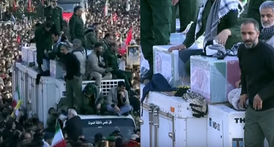 بالفيديو.. طقوس غريبة أثناء تشييع جنازة «سليماني» في طهران