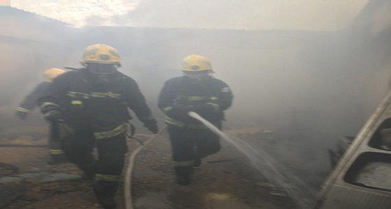 بالصور.. إصابة امرأة و5 أطفال في حريق ببيشة
