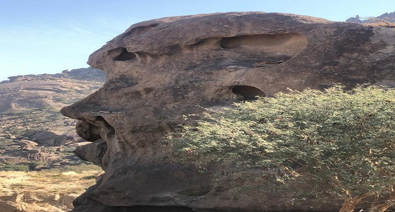 صخرة في جبال الباحة على شكل وجه إنسان