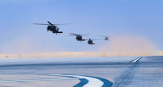 بالصور طيران الحرس الوطني ينفذ تمريناً أمنياً مشتركاً بمطار خشم العان