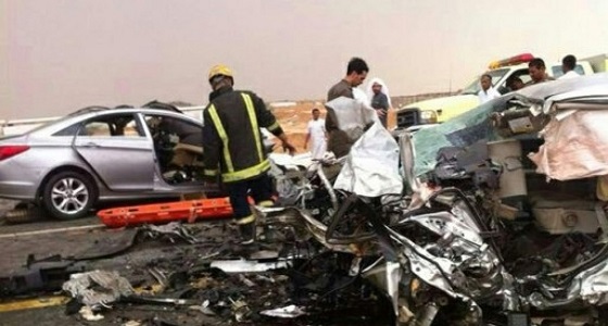 إصابات في حادث اصطدام مروع بين 4 مركبات بالطائف