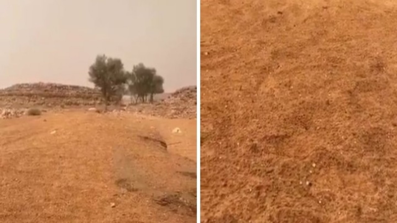 بالفيديو.. أمطار وبرد تُزين أجواء شمال غرب الرياض